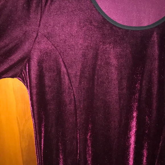 Red plum Velvet Mini Dress Half Sleeve size XXL - Picture 2 of 11